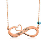 Silver Rose Heart Infinity Name Necklace
